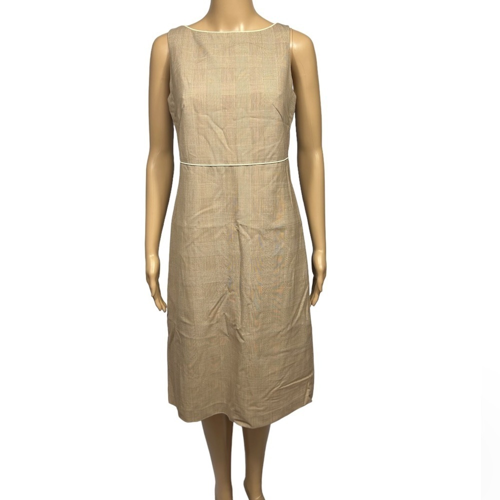 BR Factory Wool Blend Midi Dress 4 Tan Pencil Professional Office Career